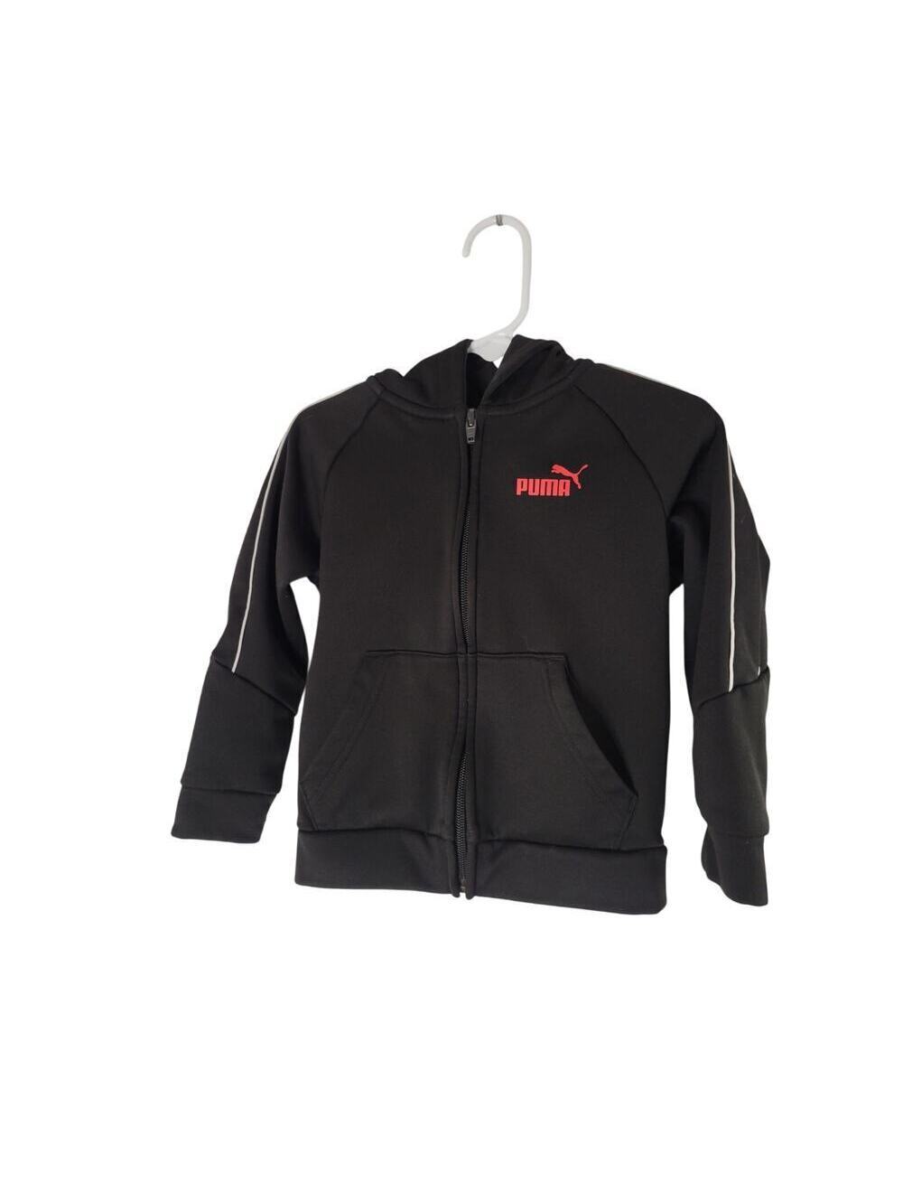 Puma Toddler Boys Black Red Full Zip Hooded Track Jacket Size 3T